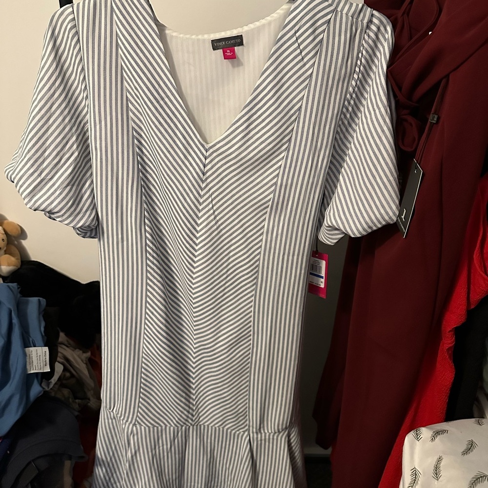 Vince Camuto Blue and White Striped Dress